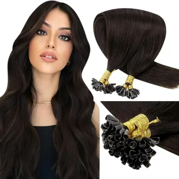 U Tip predlžovanie Vlasov Ľudské Vlasy, Hnedé Fusion predlžovanie Vlasov Najtemnejšie Hnedé Keratínu Tip predlžovanie Vlasov pravé Ľudské Vlasy 50g/50s