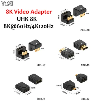 UHD 4K 8K 60Hz, Adaptér 360 Stupeň Šikmého tvaru U L Converter Mini HDMI Samec na HDMI kompatibilné 2.1 V Samica Predlžovací Adaptér