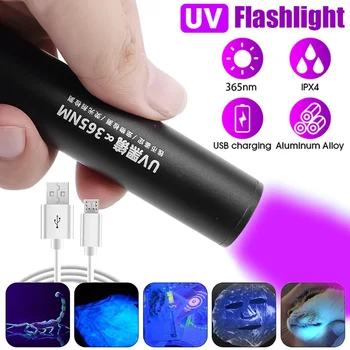 USB Nabíjateľné 365nm UV Baterka Ultrafialové Lampy Baterky Čierne Pet Moss Detektor Pre Mačka, Pes Škvrny Bed Bug Plesnivé Potraviny