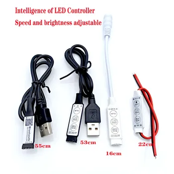 USB RGB Controller 3 Tlačidlá 50 cm 100 cm RGB Pásky LED Konektor DC 5V Switch Kábel pre 5050 2835 RGB LED Pásy TV Podsvietenie
