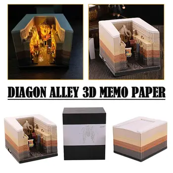 Uhlopriečka Alley 3D DIY Dom Memo Papier So Svetlami, poznámkový blok 2024 Kalendár Pre Školy podnikateľská Rodina Poznámok Vianočné F4O3