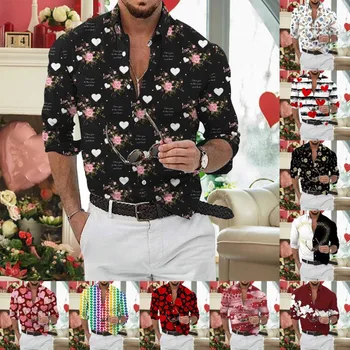 Valentína Mens Módne Bežné Digitálne 3D Tlač Láska valentín v Tvare Srdca Dlho Darček Pre Milovníkov Pár Oblečenie