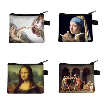 Van Gogh / Michelangelo / Da Vinci Art Mince Peňaženky Ženy Mona Lisa Rúž Taška Hviezdna / Lady MIni Card taška