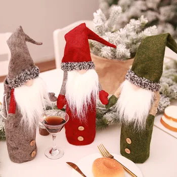 Vianočné Anonymný Bábika Víno Tašky Fľaša Červeného Vína Zahŕňa Darček Nordic Pôdy Boh Santa Claus Šampanské Balení Taška Svadobné Party