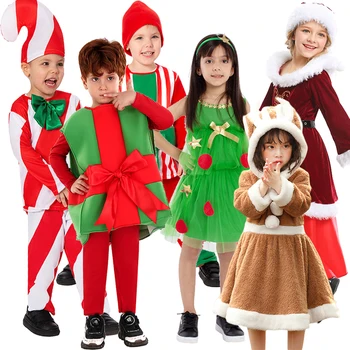 Vianočné Kostýmy Detí, Santa Claus Cosplay Oblečenie pre Chlapcov a Dievčatá Nové Rokov Červené Vianočné Oblečenie štedrý deň Party Clothings
