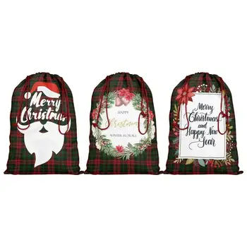 Vianočné Plátno Tote Bag 19*25in Vintage Štýl, Vianočné Cukrovinky Tašky S naťahovacou Šnúrou A Zvládnuť Klasické Vianočné Dekorácie