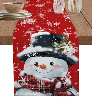 Vianočné Snehuliak Snowflake Stôl Runner Domov Svadobný Stôl Vlajka Mat Tabuľka Centerpieces Dekorácie, Party, Jedlo Dlho Obrus