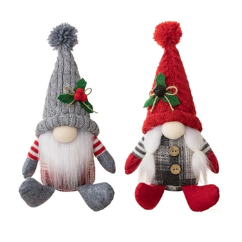 Vianočné Trpaslíci Obrázok Mini Gnome Dekor Pletenie Klobúk Santa Plyšové Hračky Malé Stolové Ozdoby