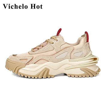 Vichelo Hot prasa semiš kolo prst hrubé dno patchwork mladá dáma streetwear priedušná voľný čas non-slip vulkanizovanej topánky L66
