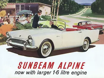 Vintage Sunbeam Alpine Auto Reklamné Reprodukcia Kovové Prihlásiť