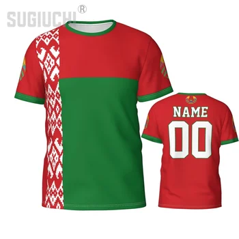 Vlastné Meno Počet Bielorusko Vlajka Znak 3D T-košele Pre Mužov, Ženy Tees dres tímu Oblečenie Futbal Futbal Fanúšikov Darček tričko