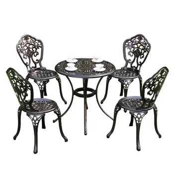 Vonkajšie liateho hliníka stôl a stoličky zmes záhradu, nádvorie balkón, stôl a stoličky tri-dielna sada