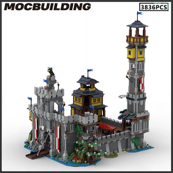 Vysoká Veža Stredovekého Hradu, Architektúry Modulárny Model MOC Stavebné Bloky DIY Tehly Narodeninám Street View Série Darček