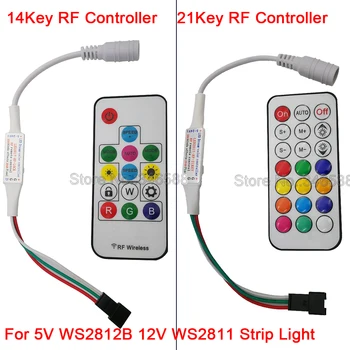WS2812B WS2811 Mini RF Diaľkové LED Pixel Pásy Svetla, Radič USB/DC 3Keys RF 14/17/21Keys S Diaľkovým ovládačom DC5-24V