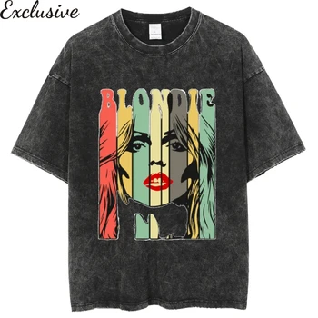 Y2k T-shirt Hip Hop Harajuku Blondie Unisex Vintage Pevné Umývanie Džínsové Košele Nadrozmerné Topy Muži Ženy Móda Rock, Punk T Tričko