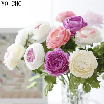 YO CHO francúzsky Rose Umelé Kvety Hodváb Pivónia Kvetinový Falošné Kvet Usporiadať Tabuľku Svadobné Kvety Decor Strany Príslušenstvo Flores