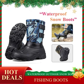 Zimné Topánky Mens Plus Velvet Teplé Čižmy Outdoorové Aktivity Bežné Turistické Topánky Rybárske Snehu Topánky Práce Bavlnené Rybárske Boot