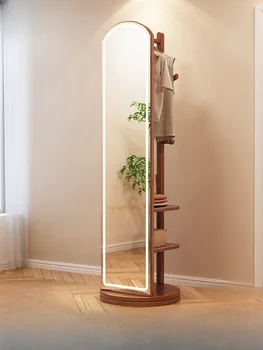 Zrkadlo plnej šírky poschodí zrkadlo domácnosti otočná masívneho dreva zrkadlo oblečenie vešiak úložný stojan integrované spálňa montáž