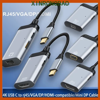 kvalitný USB C Do 4K Typ C Kompatibilný s HDMI Kábel Typu C Na Mini DP VAG RJ45 Adaptér PD Rýchle Nabíjanie Kábel Pre MacBook Pro