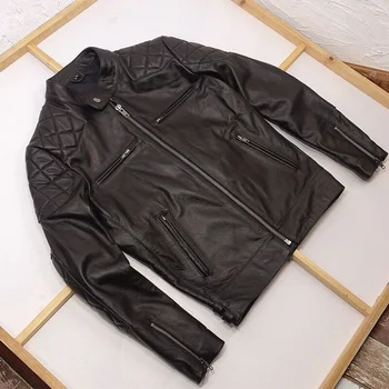 originálne kožené 100% kožušinový kabát mužov bunda[Mimo sezóny zisťovanie úniku~]Cowhide