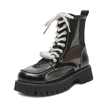 Čierne Členkové Topánky Žena Platformu Podpätky dámske Topánky Trend 2023 Lete Elegantné Luxusné Návrhár Obuvi Dámy Kliny Punk Sandále