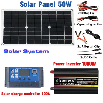 Čistá Sínusová Vlna Solárny Panel Auta 1000W Menič Inteligentný LCD Displej Slnečnej Energie Solárny Systém s Regulátor Nastavený