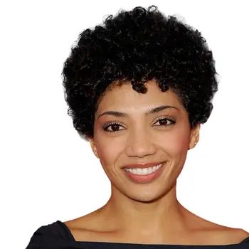 Ľudské Vlasy Kinky Afro Krátke Kučeravé Čierne Parochňu Žien Prírodné Strany Parochne