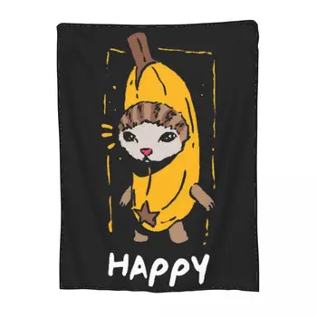 Šťastný Banán Mačka Zábavné Meme Deka Fleece Dekorácie Útulný Super Mäkké Hodiť Deka pre Lôžkoviny Cestovné Prikrývky