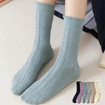 Ženy Bavlna jednofarebné Ponožky Vysoko Kvalitnej Mäkkej Kože-príjemný Priedušný kórejský Módne Ponožky Bežné Ženské Sokken