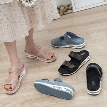 Ženy, Dámy Sandále Slip-on Klin Športy, Plážové Topánky Letné Módy Drahokamu Bežné Platformu Sandál