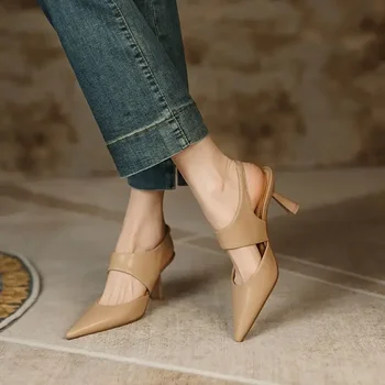 Ženy Sandále 2022 Nových Francúzskych Späť Prázdne Stiletto Prst Ženy Vysokým Podpätkom Sandále Ukázal Prst Rímsky Štýl Jednofarebné Dámske Topánky
